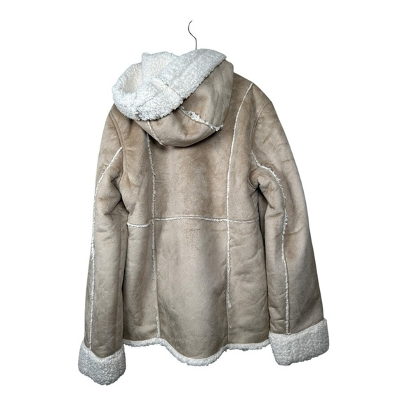 JUSTICE Girls Button-Up/Zip-Up Jacket with Hood & Pockets (Size 14 - Tan) - Picture 2 of 8